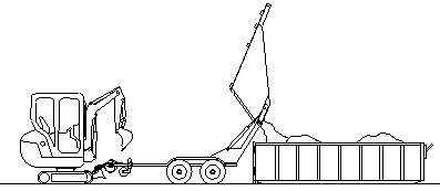 Schildkipper zum Abtransport von Material in einen Zwischenbehälter